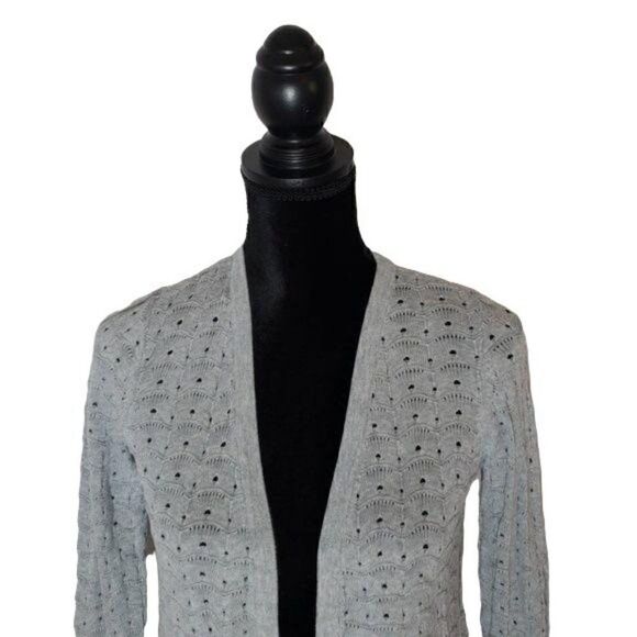 Open Gray Knit Cardigan sz s - Picture 2 of 5